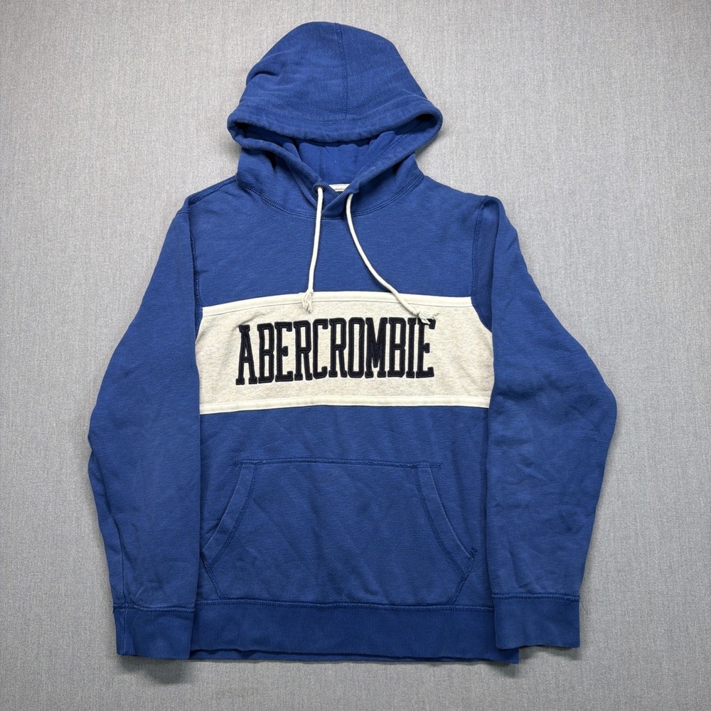 Vintage Abercrombie & Fitch Y2K Hoodie Mens Small Blue Spellout Preppy Surf